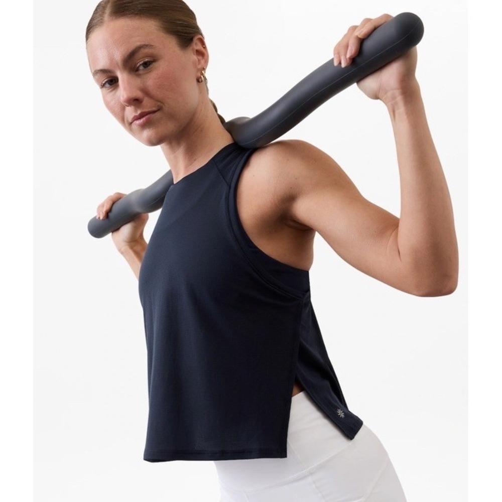 Athleta Womens XL Navy Grid Knit Singlet Lightweight Tank Top NWT!